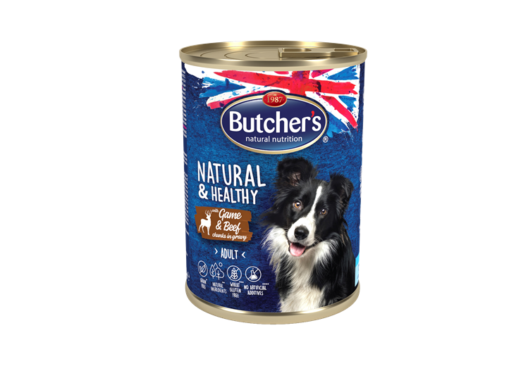 Butchers Natural&Healthy Dog z Dziczyzną i Wołowiną kawałki w sosie 400 g