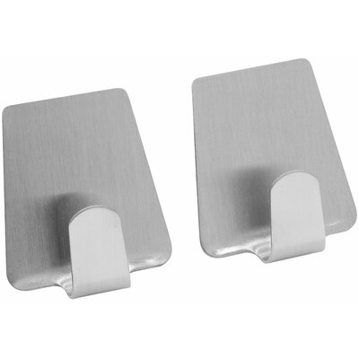 Fackelmann 61207 haczyki do przyklejenia kształt trapezu 5 cm 2 sztuka wykonana ze stali nierdzewnej, srebrna, 5 x 4 x 2 cm 61207