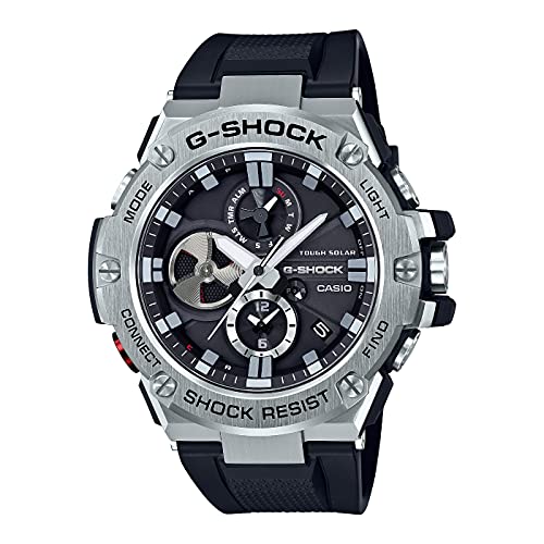 Casio G-Shock męski zegarek na rękę GST-B100-1AER G-Steel wytrzymały pasek z żywicy słonecznej, GST-B100-1AER-AMZUK