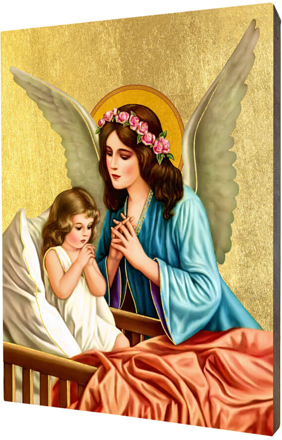 Art christiana Ikona Anioł Stróż z dziewczynką ACHI114