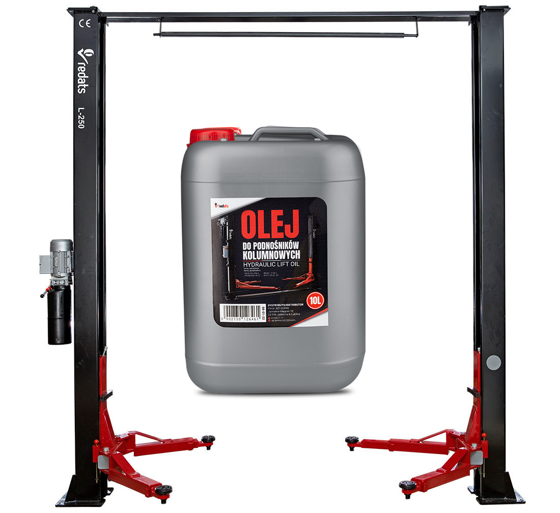 Podnośnik dwukolumnowy samochodowy 4T REDATS L-250 półautomatyczny + Olej gratis