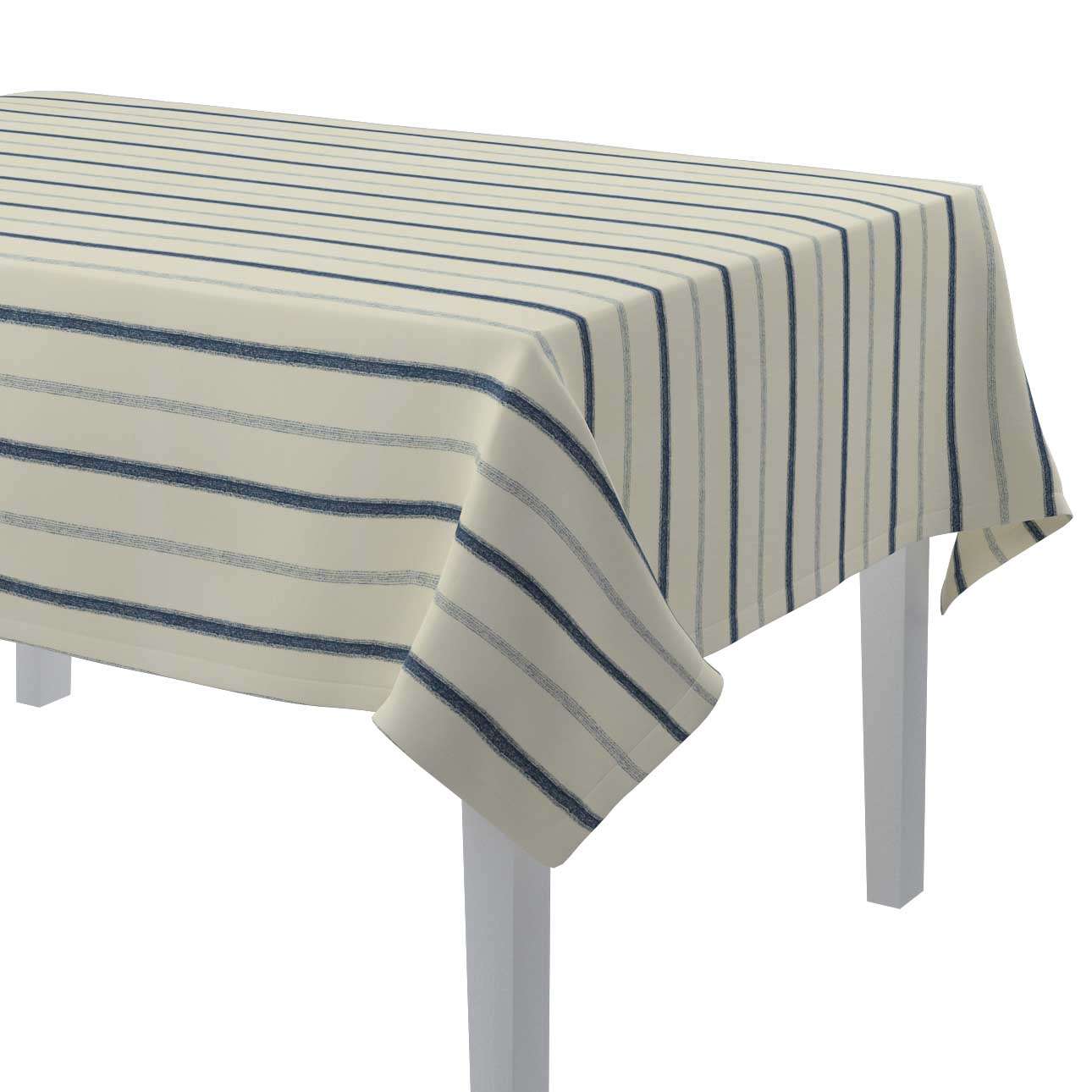 Dekoria Obrus prostokątny ecru tło niebieskie paski 130 × 130 cm Avinon