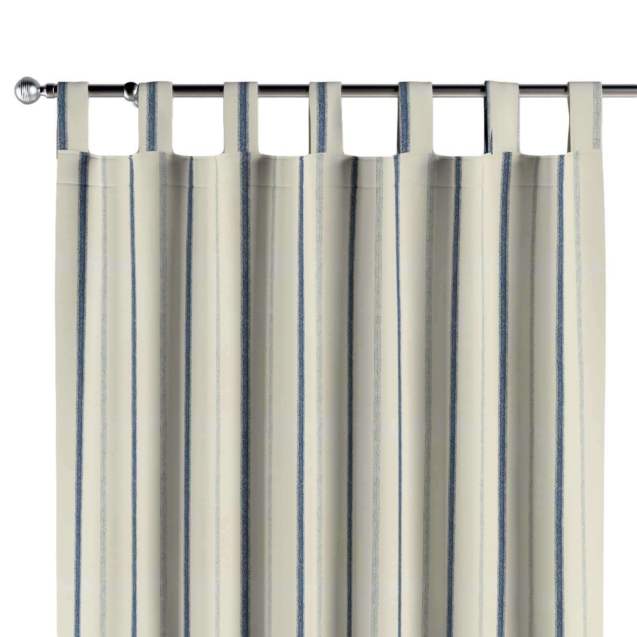 Dekoria Zasłona na szelkach 1 szt. ecru tło niebieskie paski 1szt 130 × 260 cm Avinon 310-129-66