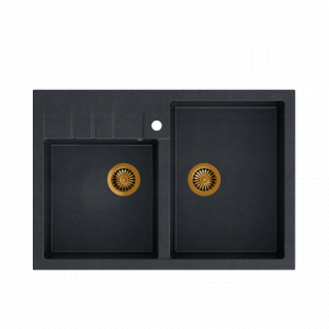 QUADRON Zlew BILL 120 black diamond + syfon MIEDŹ HCQB9062U8_PVDC1