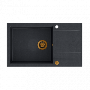 QUADRON Zlew EVAN 136 XL black diamond + syfon MIEDŹ