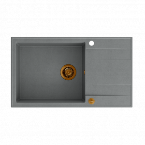 QUADRON Zlew EVAN 136 XL silver stone + syfon MIEDŹ
