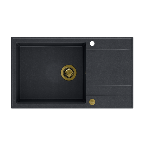QUADRON Zlew EVAN 136 XL black diamond + syfon ZŁOTY