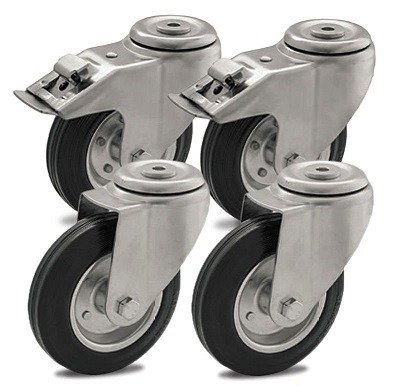 Komplet 4 kółek obrotowych (w tym 2 z hamulcem)