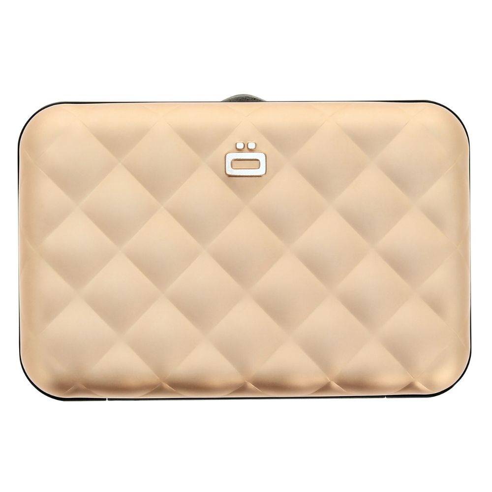 Aluminiowy portfel pikowany Ogon Design Quilted Button - rose gold