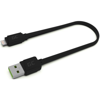 Apple Green Cell Kabel Przewód GCmatte Lightning Płaski 25 cm z obsługą szybkiego ładowania 2.4A KABGC02