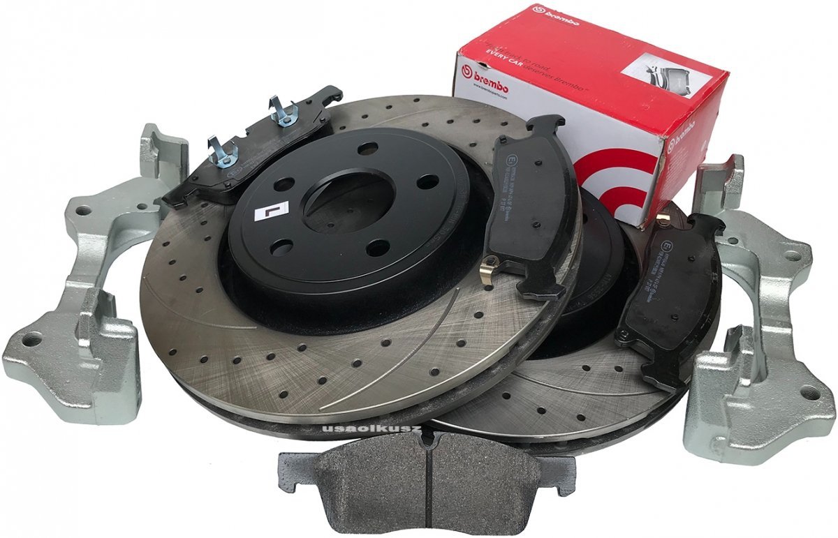 Przednie klocki BREMBO + WIERCONE tarcze hamulcowe HD Jeep Grand Cherokee 3,6 V6 2011-