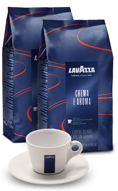 Lavazza ZESTAW Kawa Crema e Aroma Blue 2x1kg + Filiżanka 484-uniw