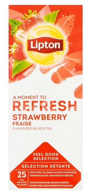 Lipton Czarna aromatyzowana herbata Classic Strawberry 25 kopert