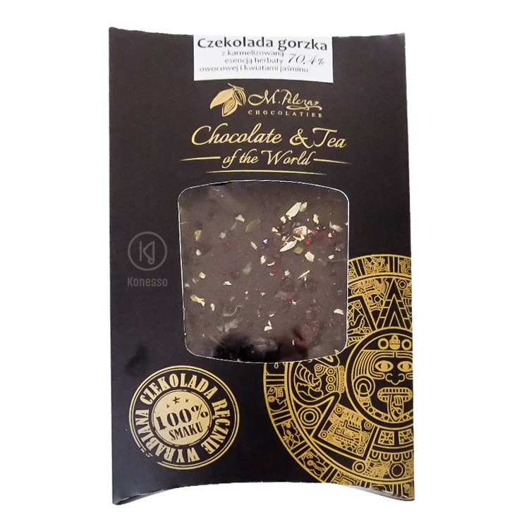 M.Pelczar Chocolatier Gorzka czekolada z karmelizowną herbatą owocową i kwiatami jaśminu 2556-uniw