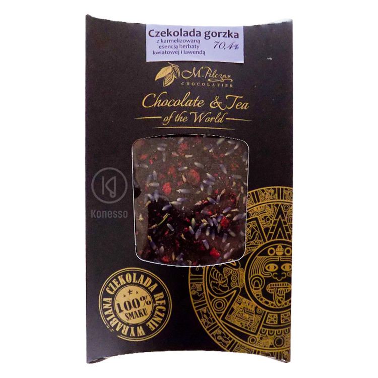 M.Pelczar Chocolatier Gorzka czekolada z karmelizowaną esencją kwiatowej herbaty i lawendą 2559-uniw
