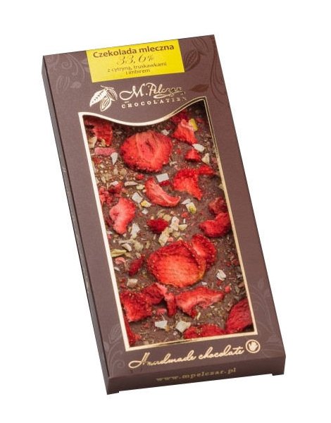M.Pelczar Chocolatier Mleczna czekolada z cytryną truskawkami i imbirem 2584-uniw