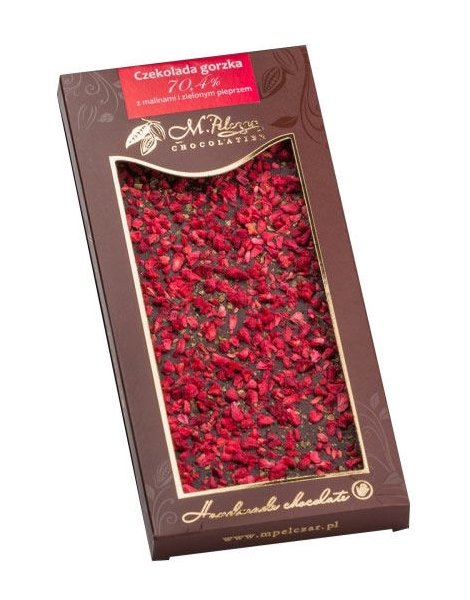M.Pelczar Chocolatier Gorzka czekolada z malinami i zielonym pieprzem 2573-uniw