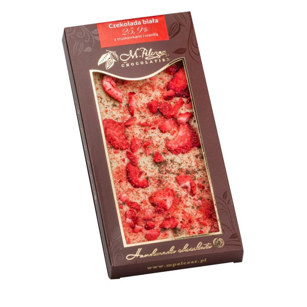 M.Pelczar Chocolatier Biała czekolada z truskawkami i wanilią 2588-uniw