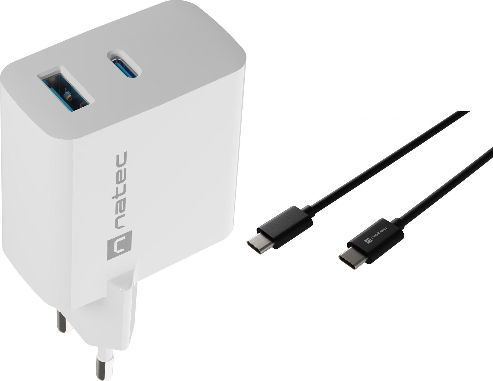Ładowarka Natec Ładowarka Natec Ribera 1x USB-A 1x USB-C 3.25 A NUC-2144 + Kabel USB-C 2m