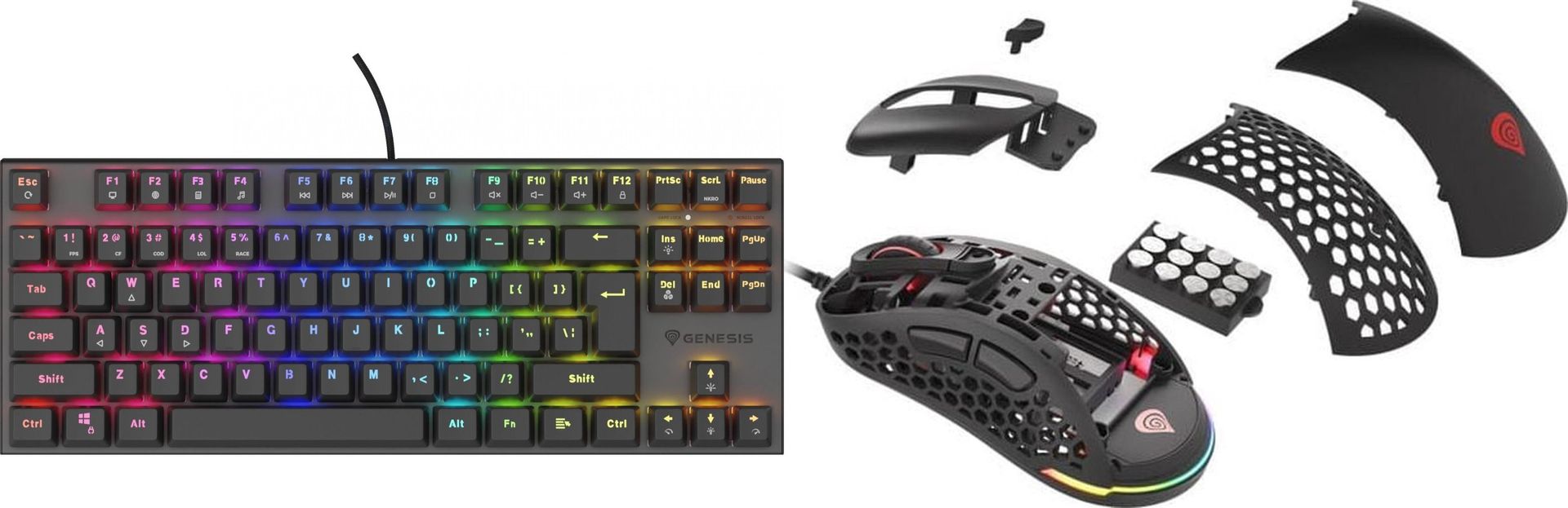 Klawiatura Genesis Thor 303 TKL - Outemu Peach Silent NKG-1881 + Mysz Xenon 800