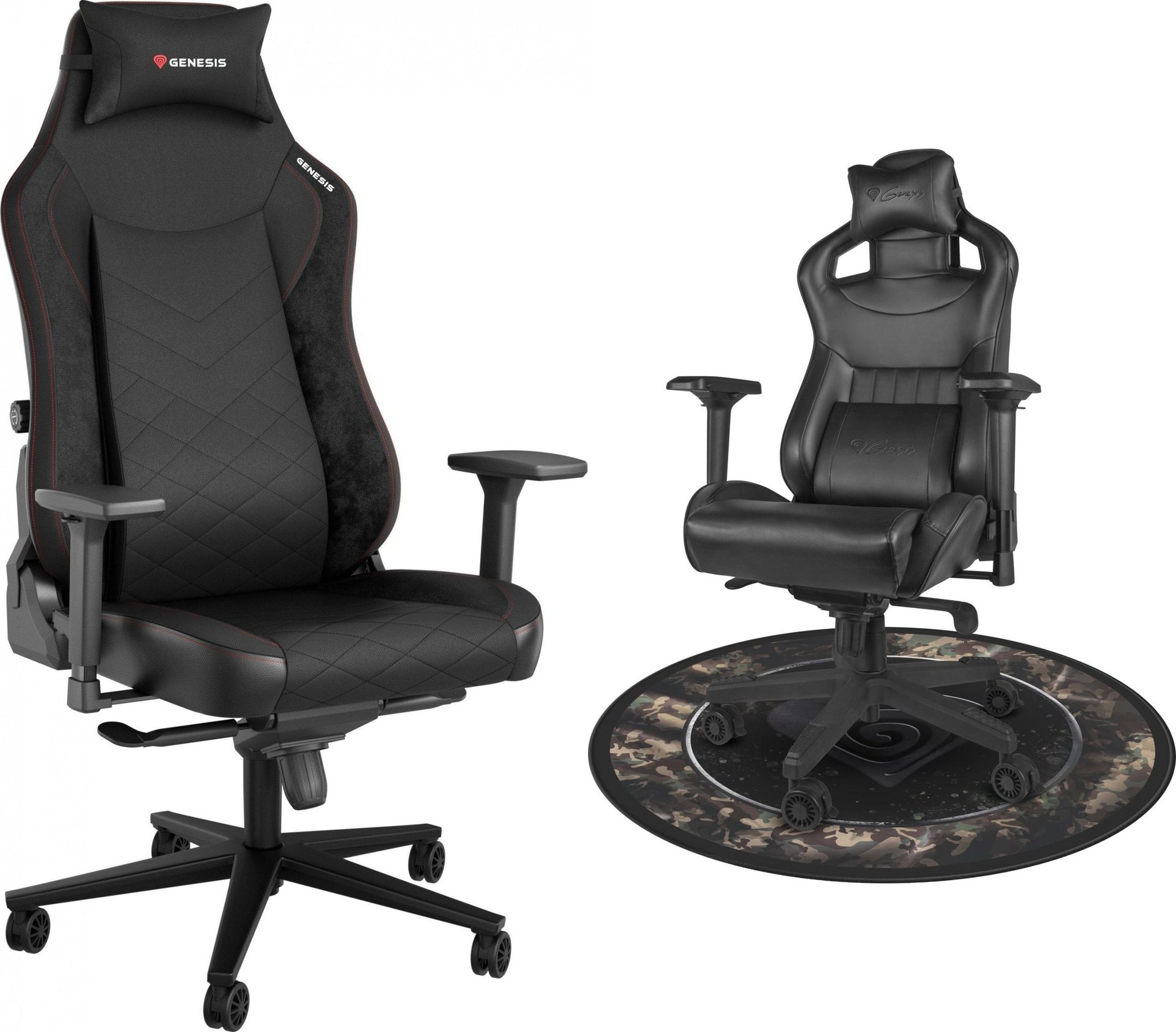 Fotel GENESIS Nitro 890 G2 czarny NFG-2050 + Genesis mata podłogowa Tellur 500 Master of Camouflage NDG-1708