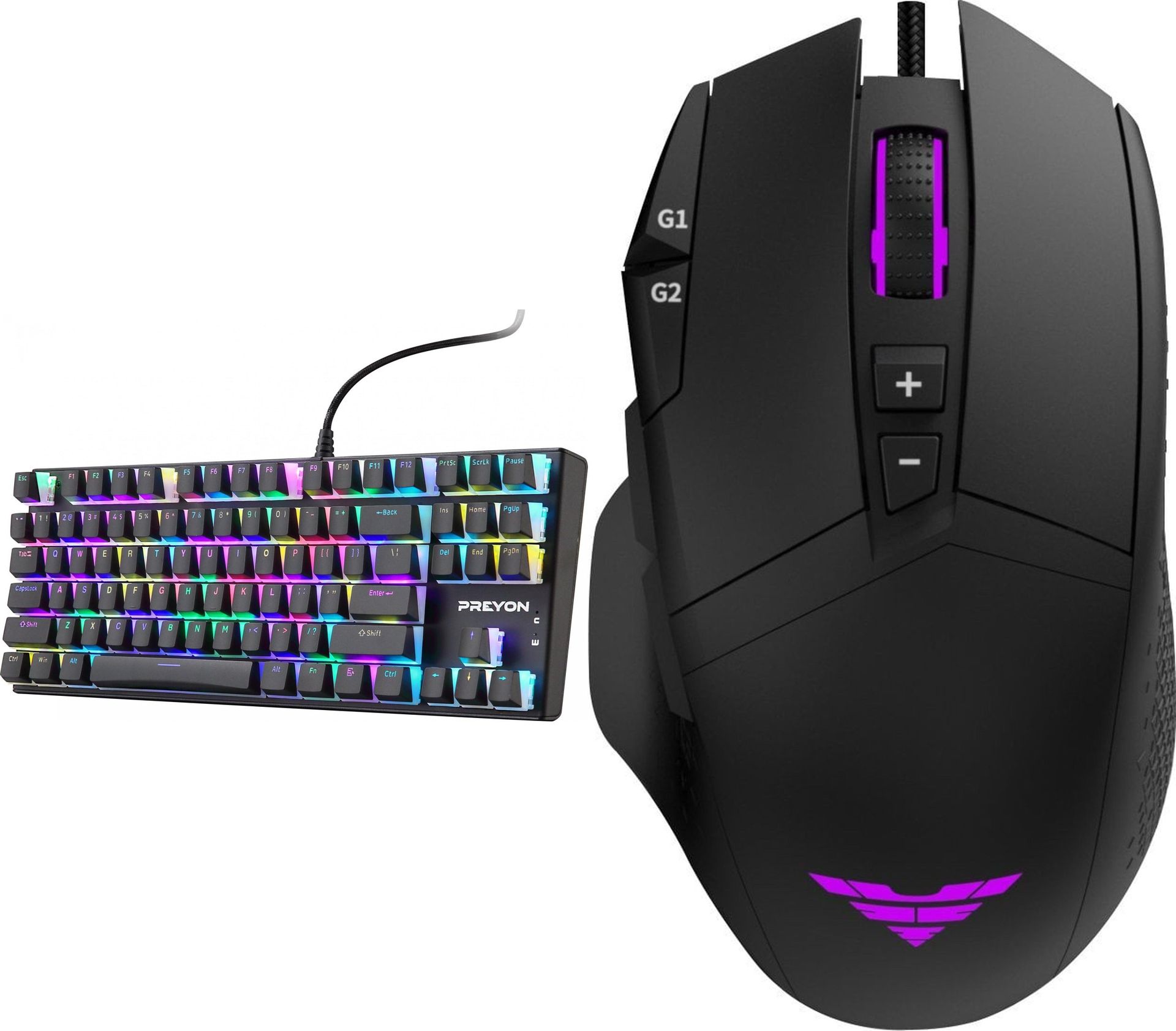 Klawiatura PREYON Blue Blitz Claw PBBC87B + Mysz Preyon Falcon Gaming PFG27B M-9121104