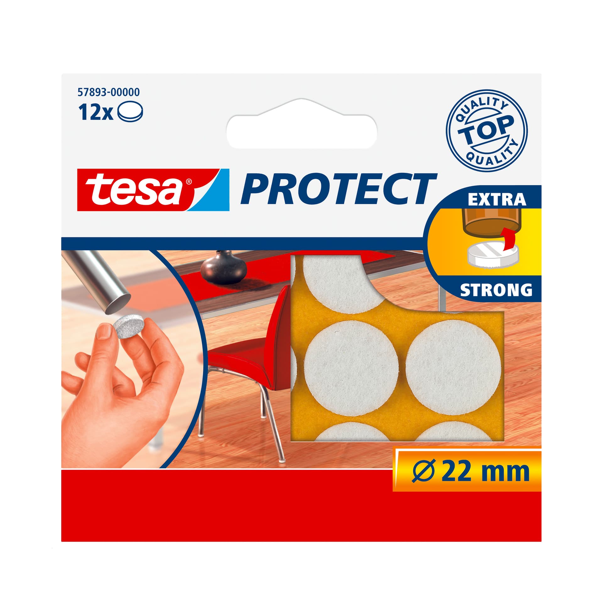 Tesa Podkładka filcowa VE12 57893-00000-00 22 mm biały 12 szt