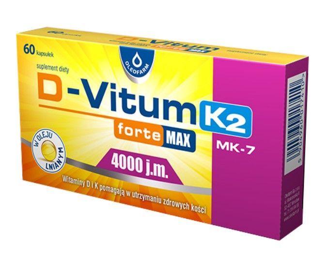 Zdjęcia - Witaminy i składniki mineralne D-Vitum Forte Max 4000 j.m. K2 MK7, 60 kapsułek