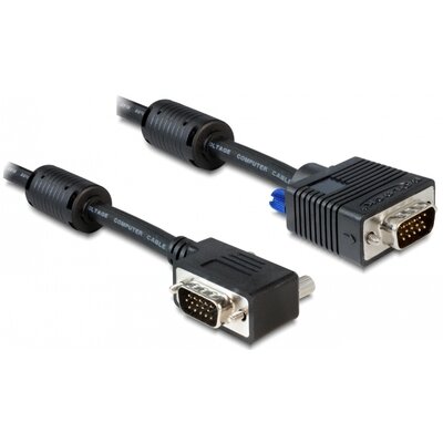 Impakt KABEL VGA M/M 2M EKRANOWANY Z FERRYTEM, KĄTOWY WTYK, CZARNY DELOCK