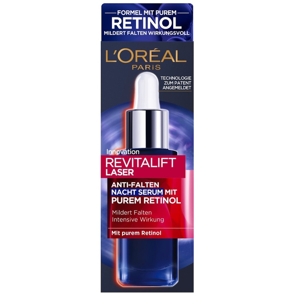 L'Oréal Paris L'Oréal Paris Serum z retinolem, przeciwzmarszczkowe serum na noc, z witaminą A, pielęgnującym olejem i kwasem hialuronowym, laser Revitalift, 30 ml AA269200