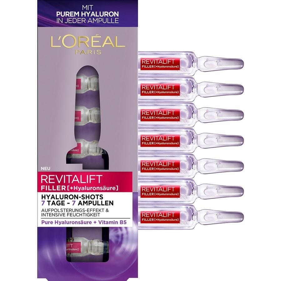 DLA L'Oréal Paris serum z kwasem hialuronowym w dużej dawce, 7 ampułek z czystym kwasem hialuronowym, kuracja zapobiegająca starzeniu się intensywnego nawilżenia i jędrnej skóry, wypełniacz hialuronow