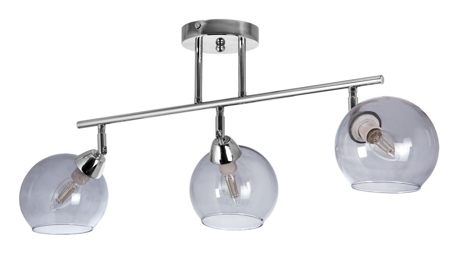 Kulista lampa sufitowa VEN K165-3 szklana chrom przydymiona