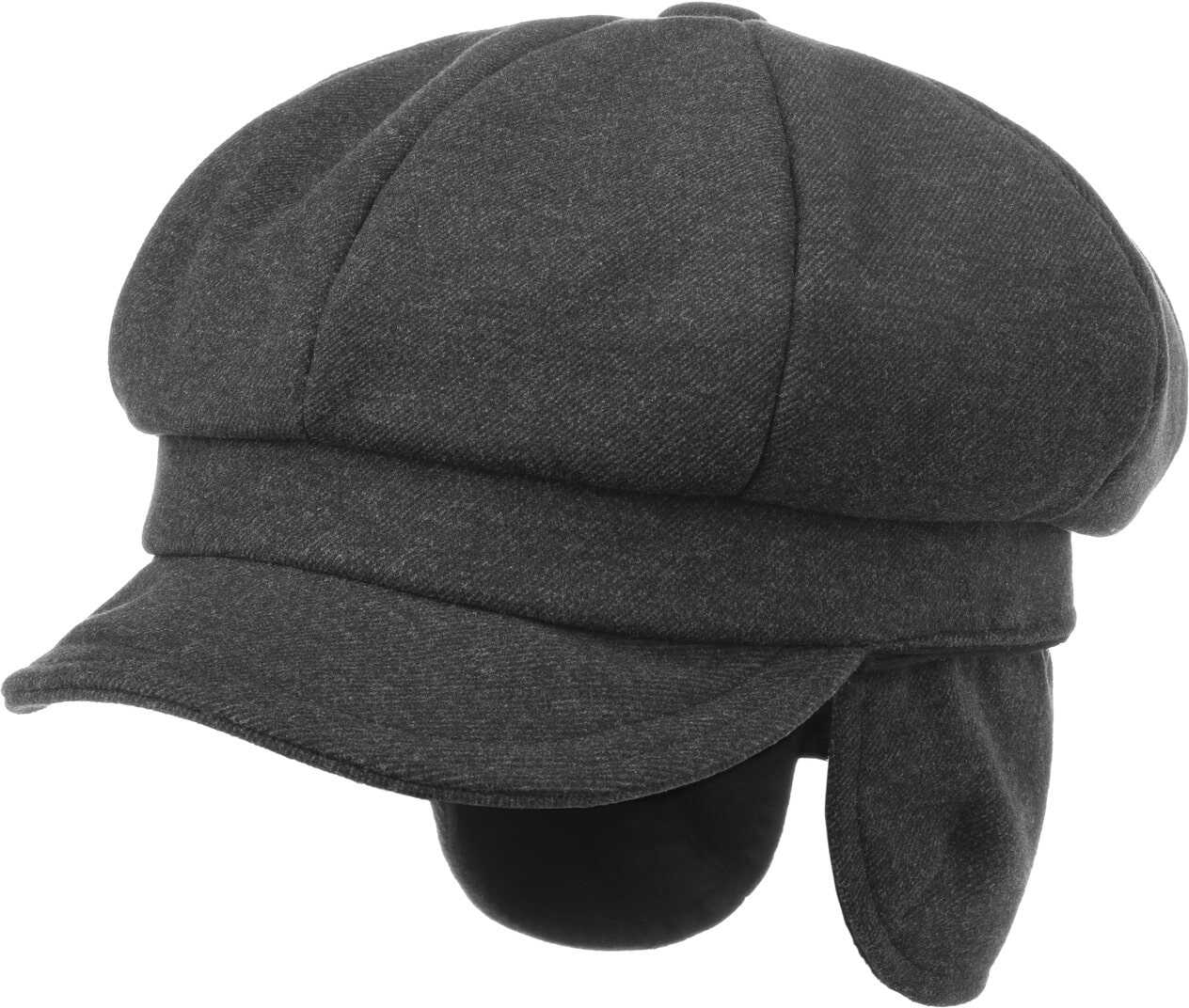 Czapka Newsboy z Klapkami na Uszy Soft by Lipodo, ciemnoszary, S (55-56 cm)