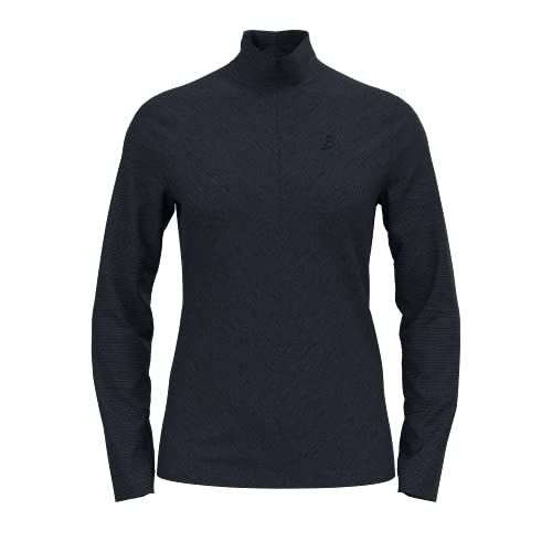 ODLO Women's CORVIGLIA Kinship Half-Zip Mid Layer Top, Dark Sapphire - Black - Stripes, L 542331