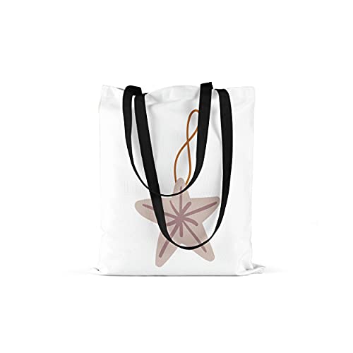 Bonamaison Torba na zakupy z nadrukiem z dwoma czarnymi długimi uchwytami, torba, składana, torba z materiału z dwoma długimi rączkami, rozmiar: 48 x 55 cm