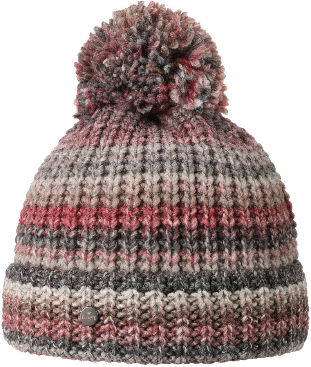 Czapka z Pomponem Finja by Lierys, szaro-czerwony, One Size