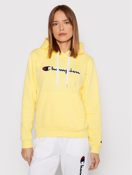 Champion Bluza Blend Script Logo 114461 Żółty Regular Fit