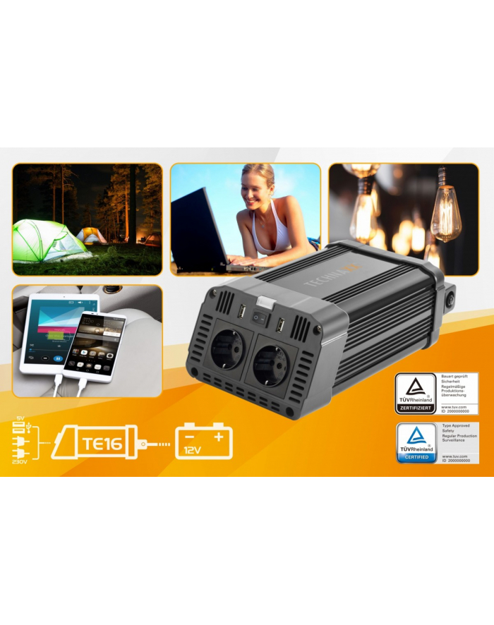 Technaxx Deutschland GmbH & Co. KG Technaxx Deutschland GmbH & Co KG technaxx deutschland gmbh & co kg TE16 Przetwornica falownik o mocy ciągłej 1.200W 2x VAC 230V 2x USB