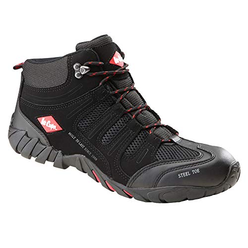 Lee Cooper LCSHOE020C odzież robocza męski trening bezpieczeństwa do pracy średni szlif stalowy nosek czapka kompozytowa antystatyczna antypoślizgowa podeszwa środkowa but S1P SRA, czarny, 8 UK/42 EU LCSHOE020C