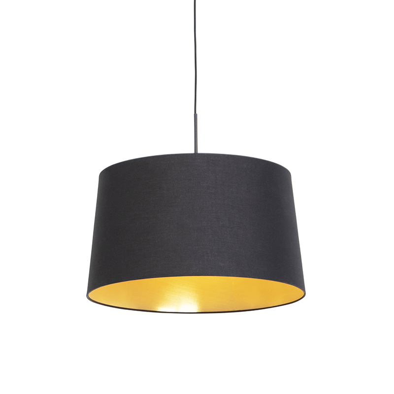 QAZQA Lampa wisząca klosz bawełniany czarno-złoty 50cm - Combi
