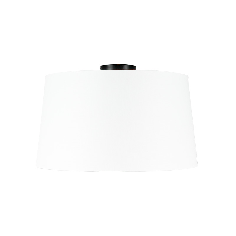 QAZQA Nowoczesny plafon czarny klosz biały 45cm - Combi