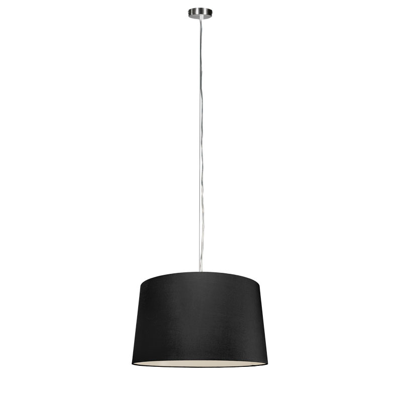 QAZQA Nowoczesna lampa wisząca stal klosz czarny 45cm - Cappo 1
