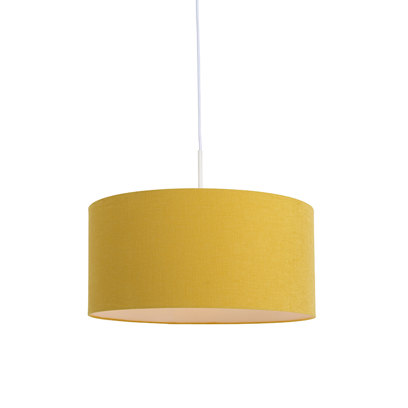 QAZQA Lampa wisząca biała klosz żółty 50cm - Combi