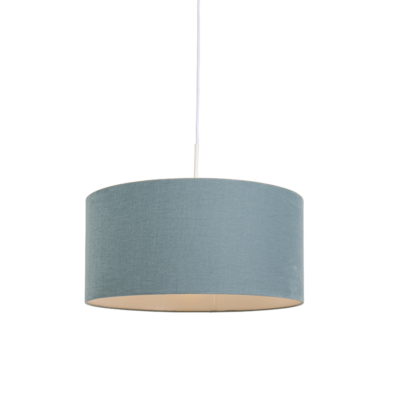 QAZQA Lampa wisząca biała klosz jasnoniebieski 50cm - Combi