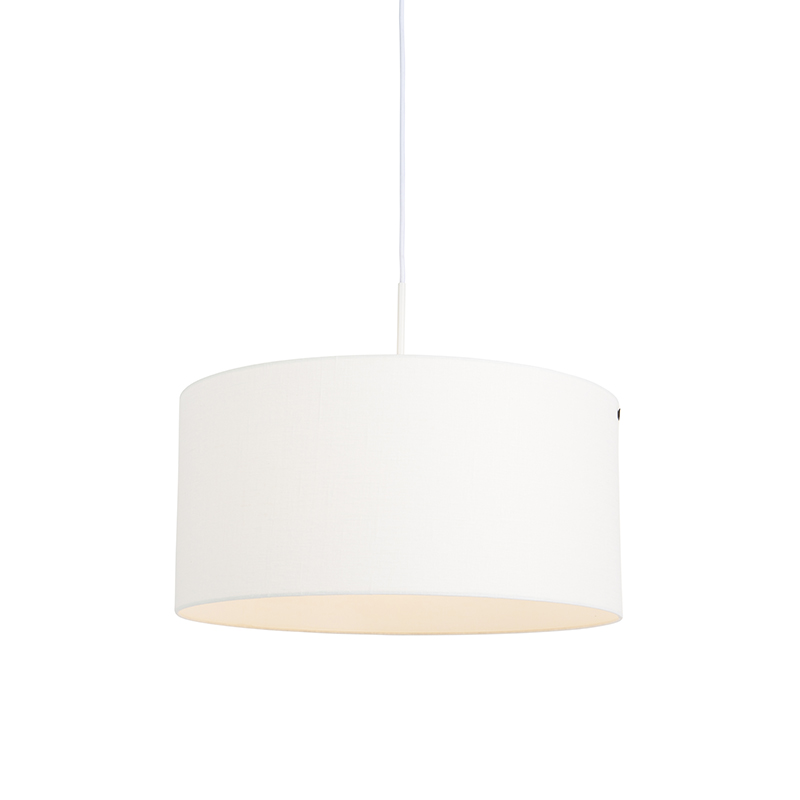 QAZQA Lampa wisząca biała klosz biały 50cm - Combi