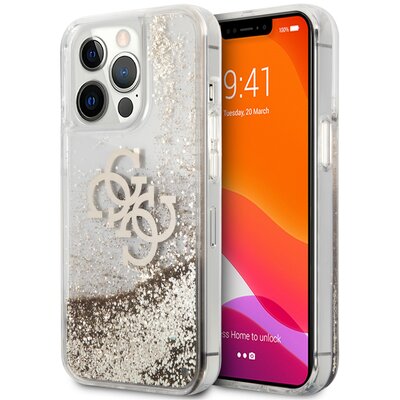Guess Etui 4G Big Liquid Glitter do Apple iPhone 13 Pro Max Złoty | GUHCP13XLG4GGO