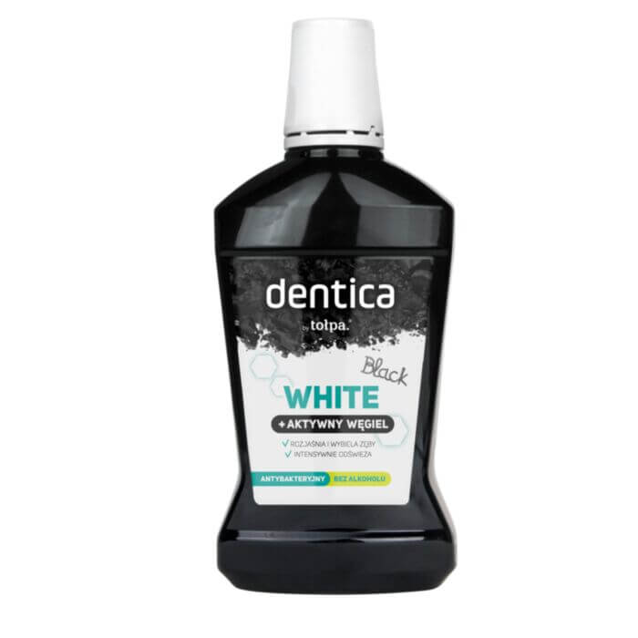 Dentica Dentica, Black White Aktywny Węgiel, płyn do higieny jamy ustnej, 500 ml