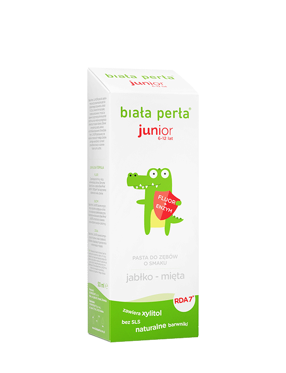 VITAPRODUKT Biała Perła Junior pasta do zębów o smaku jabko-mięta dla dzieci 6-12 50 ml 7067298
