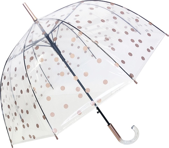 Parasol kopuła Smati złote grochy przezroczysty