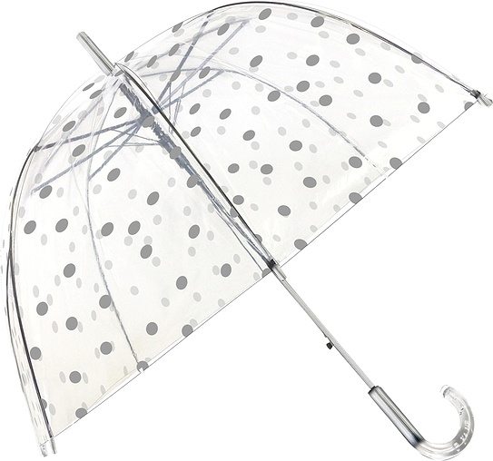 Parasol kopuła Smati srebrne grochy przezroczysty